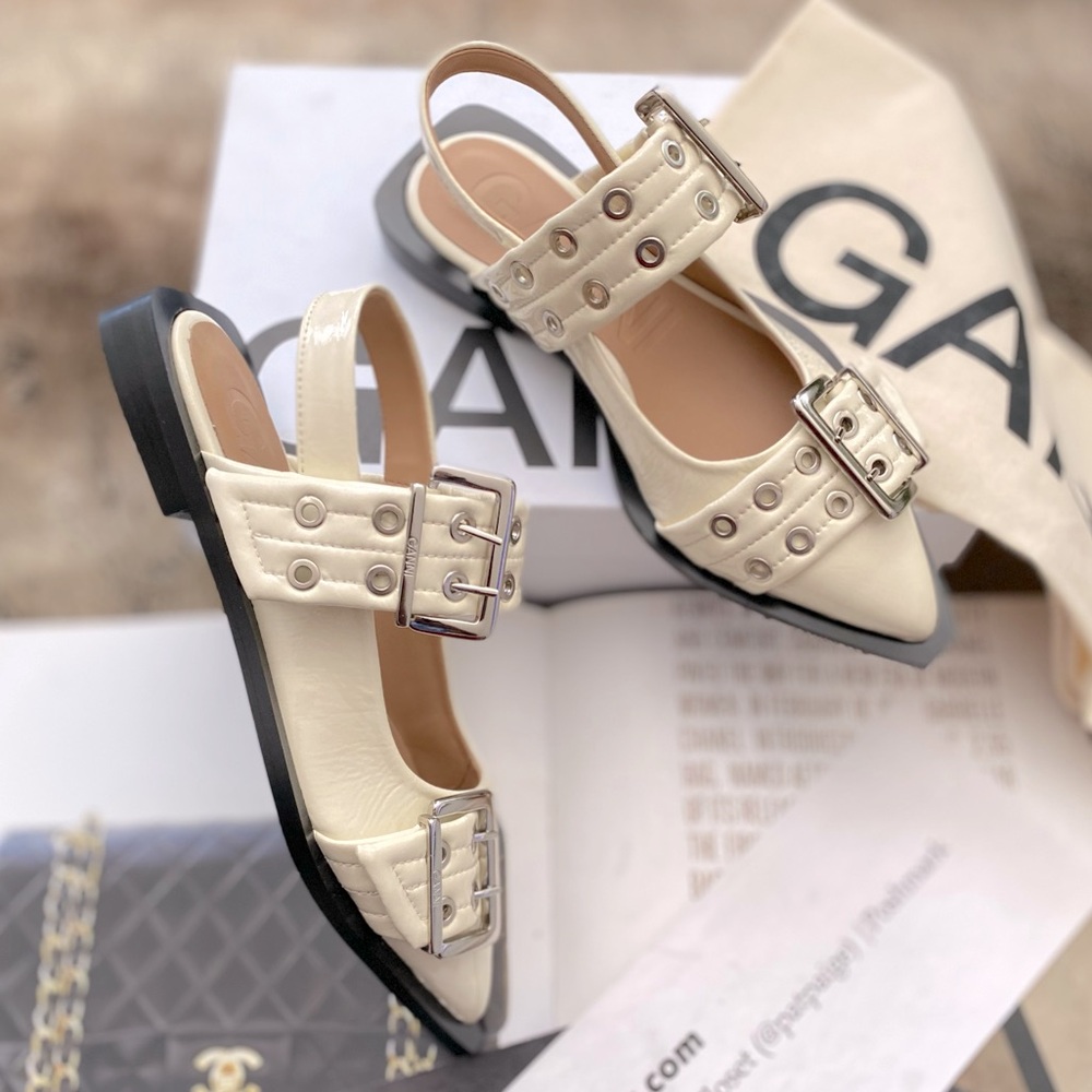 GANNI Chunky Buckle Ballerina Flats